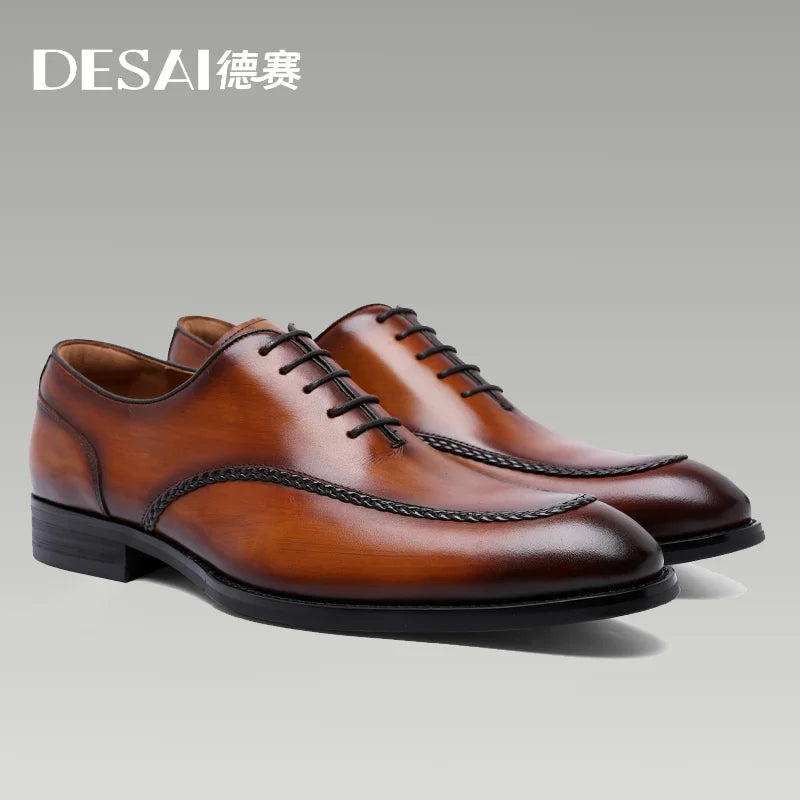Leather British Toe Carved Business Shoes