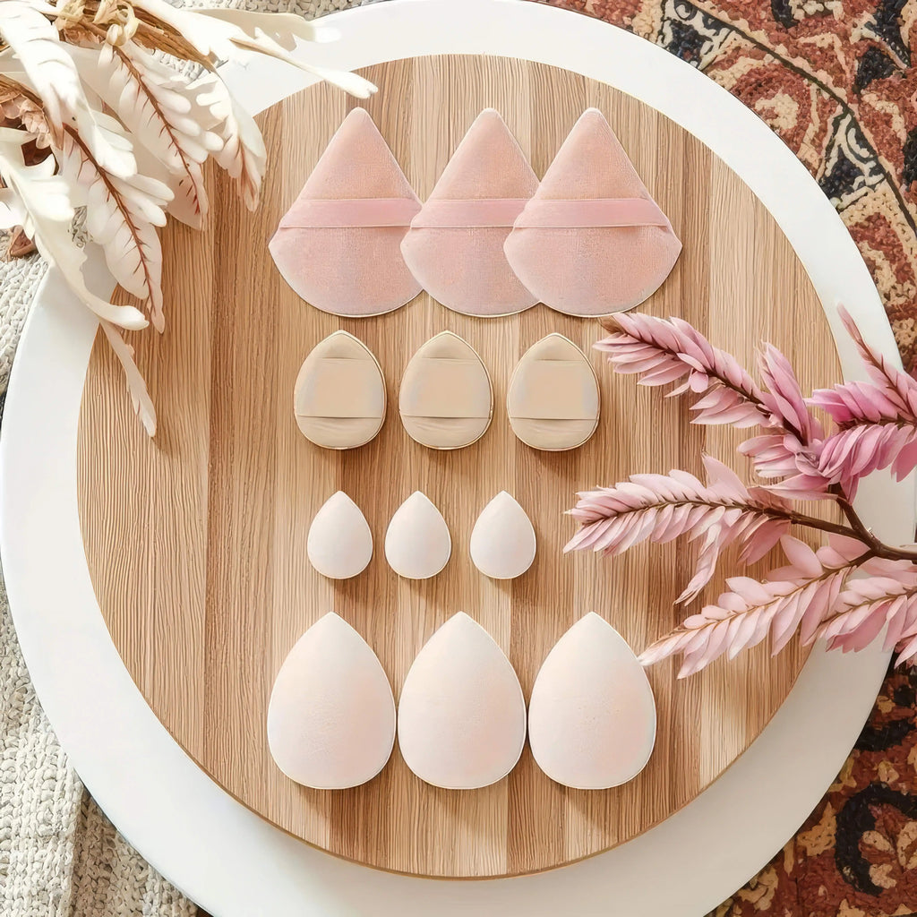 1 Set of Beauty Egg Set with Beige Tone and Various Shape Combinations, Suitable for Setting Makeup and Grooming
