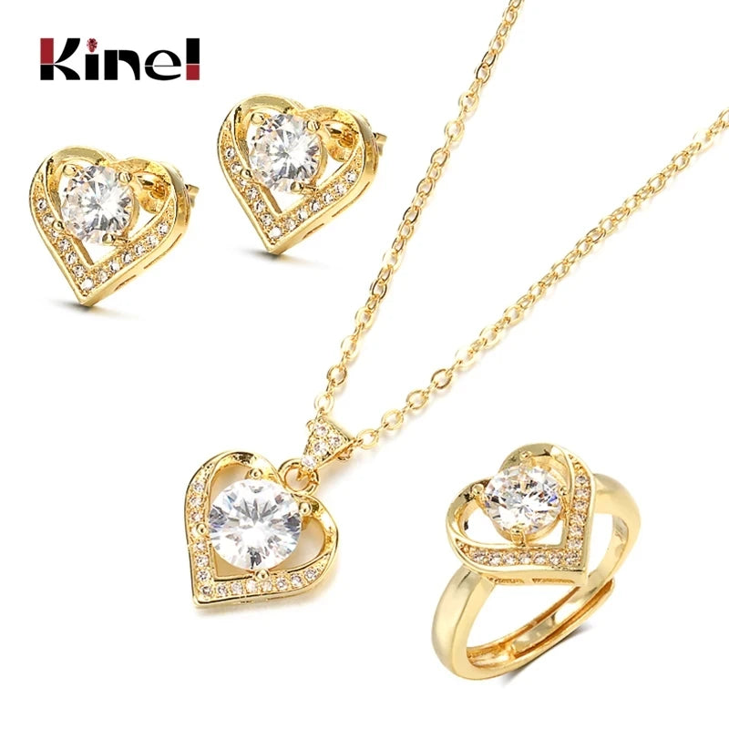 18K Gold Zircon Jewelry Set