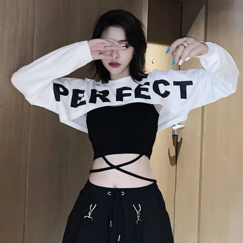 2 Pieces Sets Women Summer Fashion Letter Printing Slim Bandage Sexy Korean Style Lady All-match Crop Tops Spaghetti Strap Camis