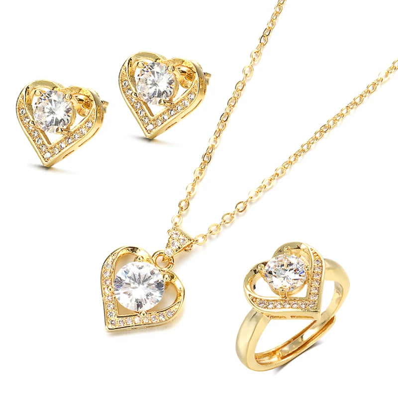 18K Gold Zircon Jewelry Set