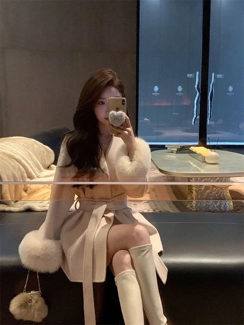 Thin Strap Woolen Jacket