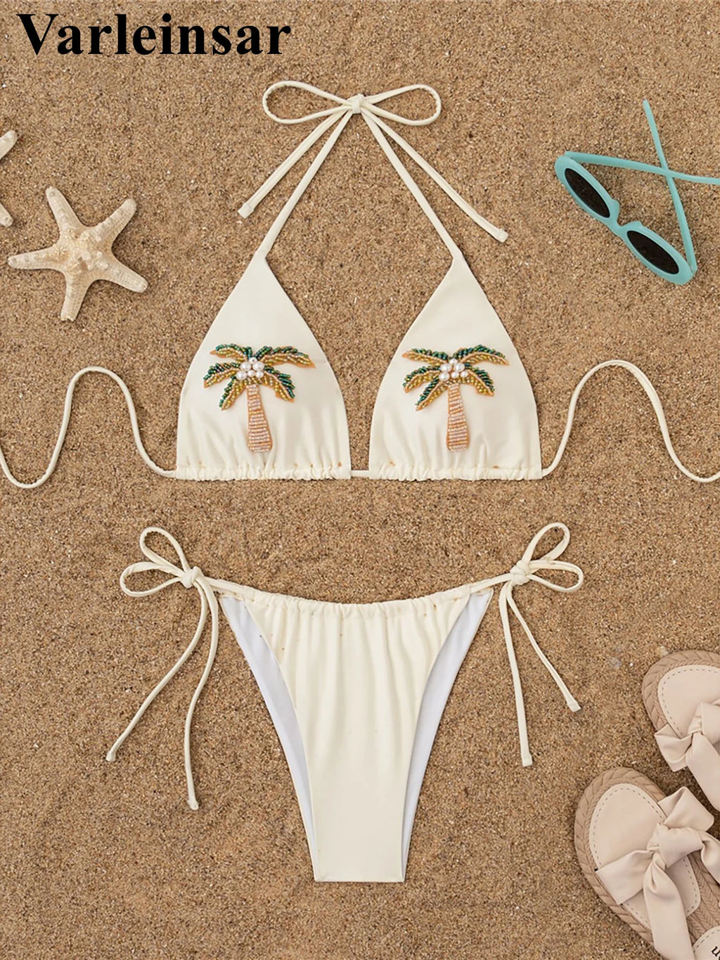 Coconut Tree Printed Halter Bikini