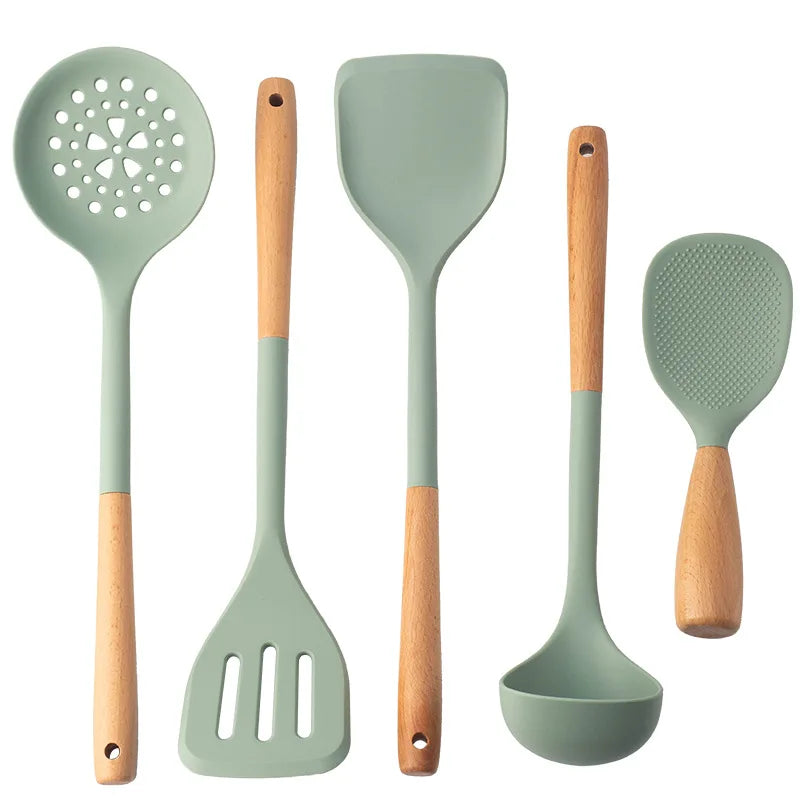Chinese Style Silicone Wood Handle Spatula