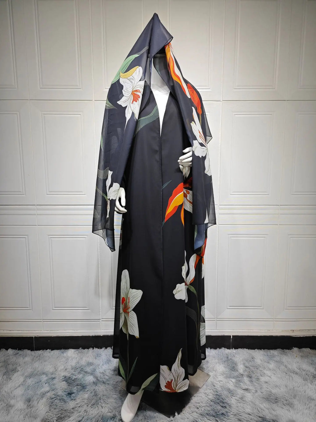 Floral Print Open Abaya
