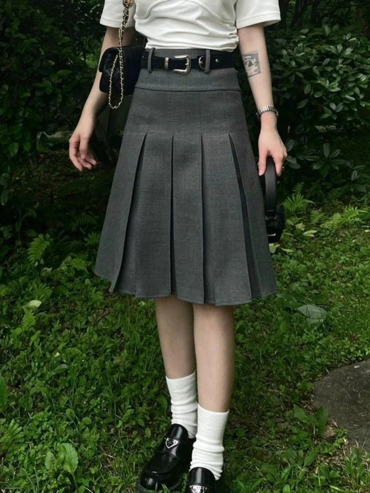 With Belt Preppy Skirt