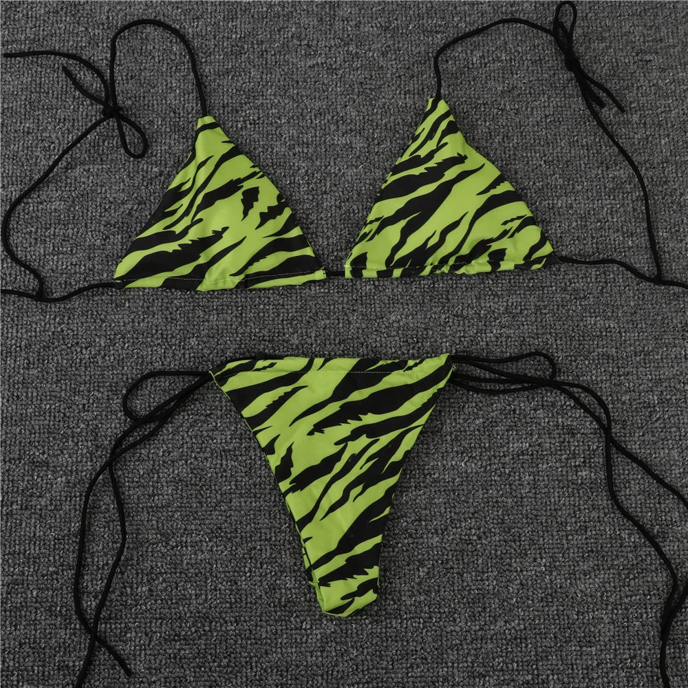 Tiger Triangle String Bikini