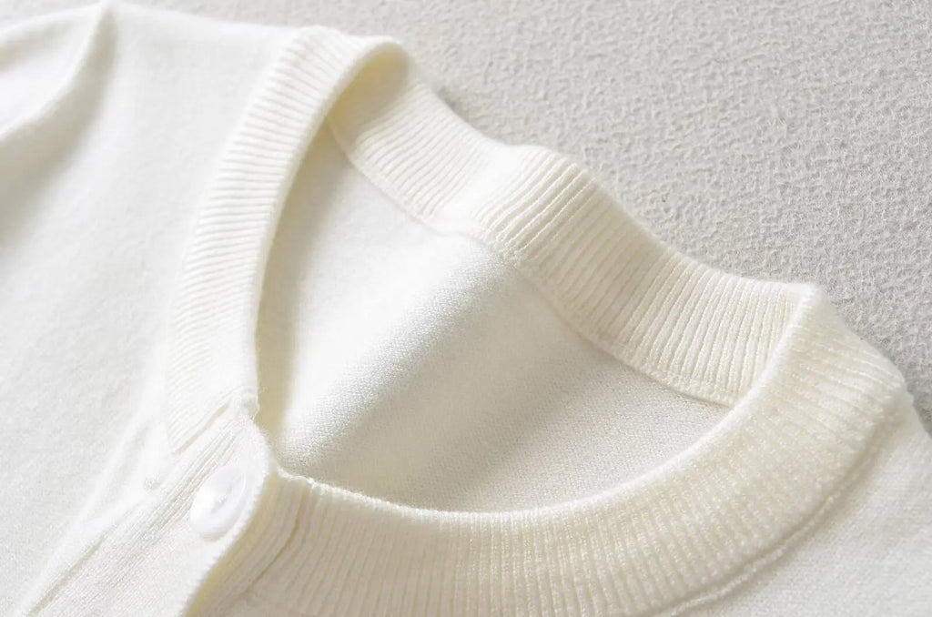 Retro Button Through Pointelle Knit Cardigan