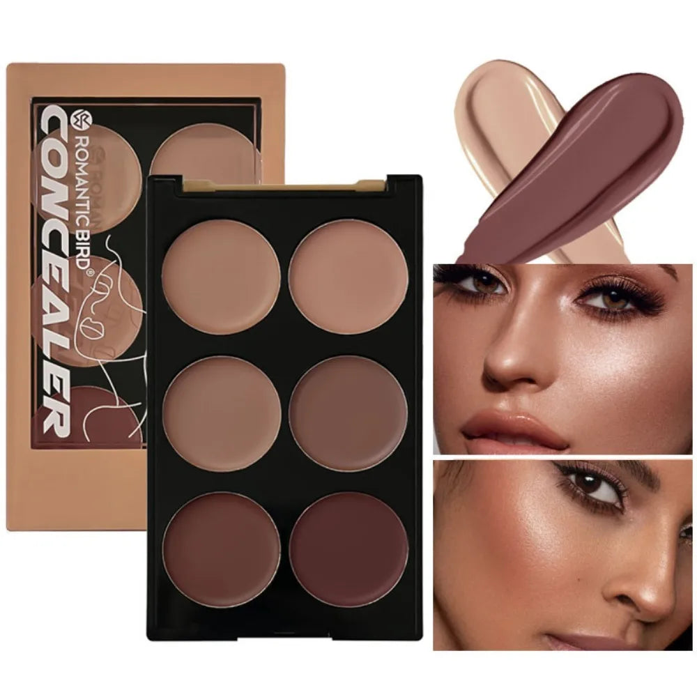 6-Color Waterproof Concealer, Matte High Coverage, Oil Control, Acne Scar And Black Circle Cosmetics Foundation