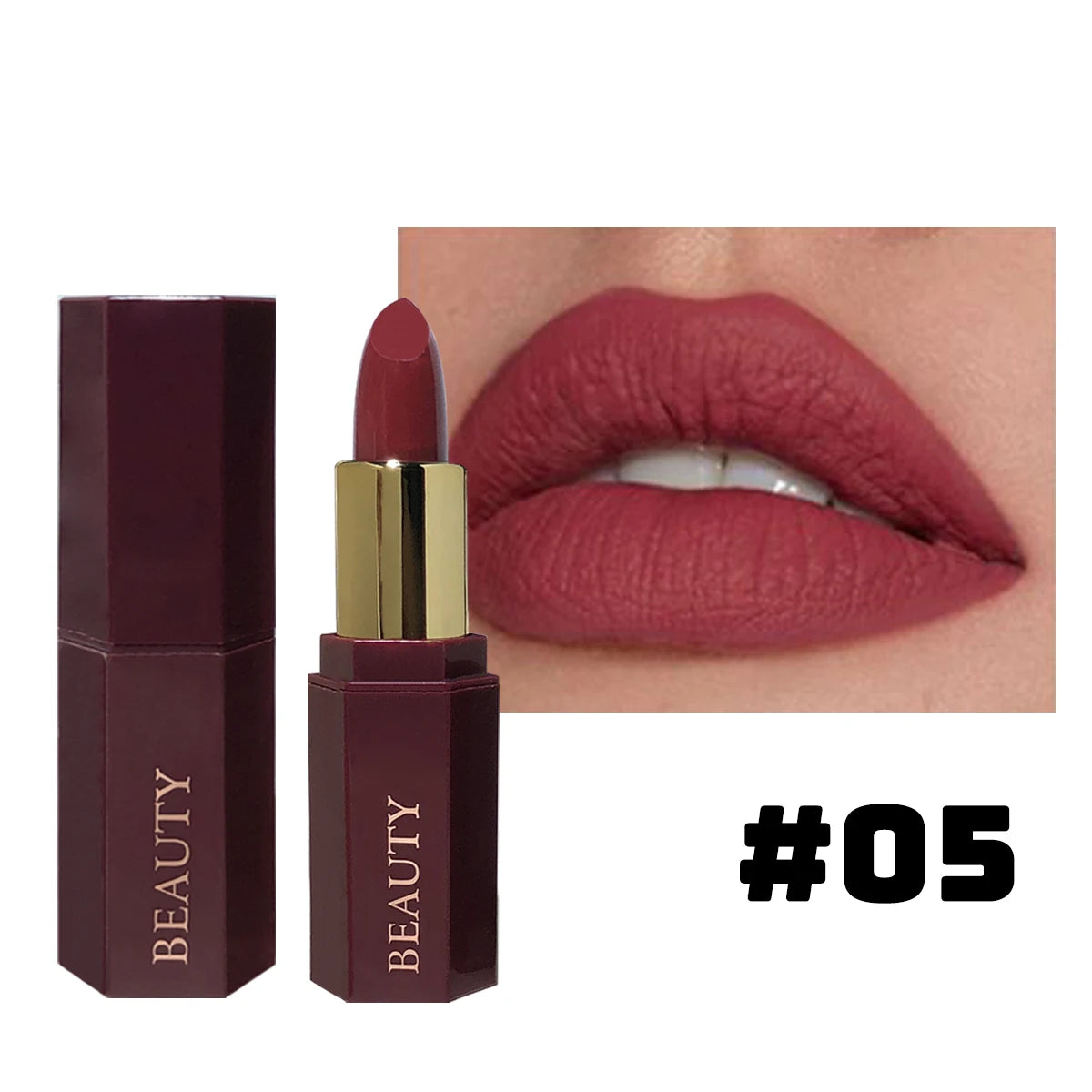 Matte waterproof velvet nude lipstick - Sexy red-brown long-lasting makeup - Professional style, easy to carry
