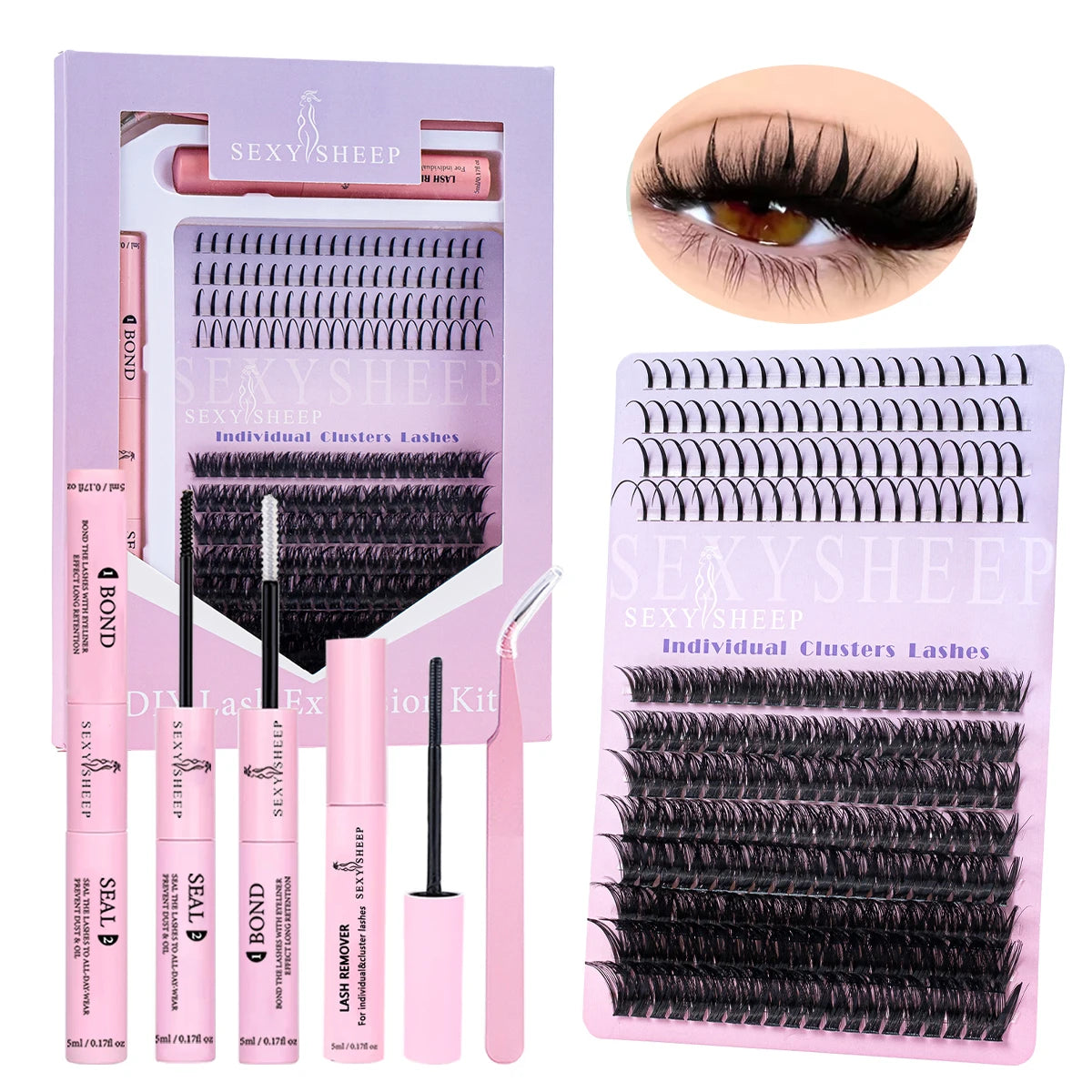DIY Lash Extension Kit 8-16mm Mix Mink Soft Individual Lashes Cluster Natural Eyelash Extensions With Bond And Seal Makeup