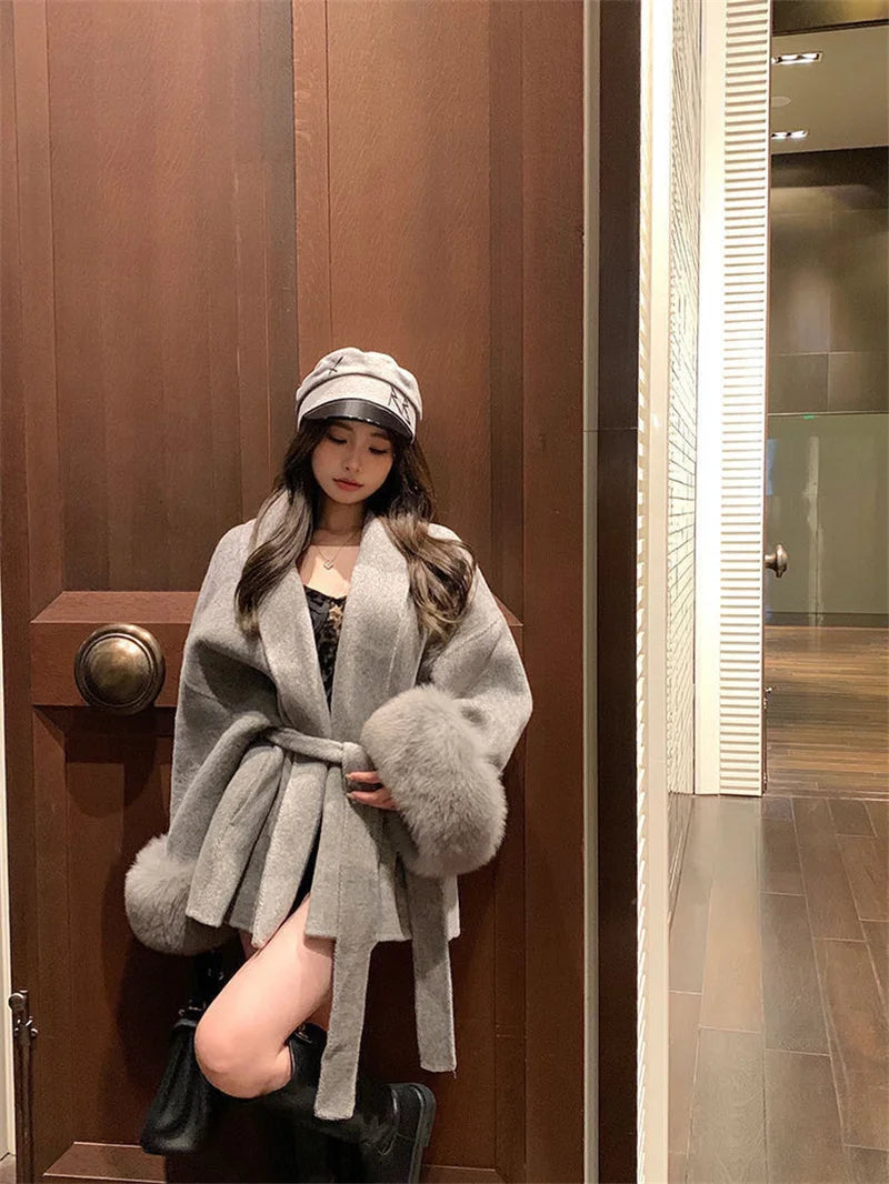 Thin Strap Woolen Jacket