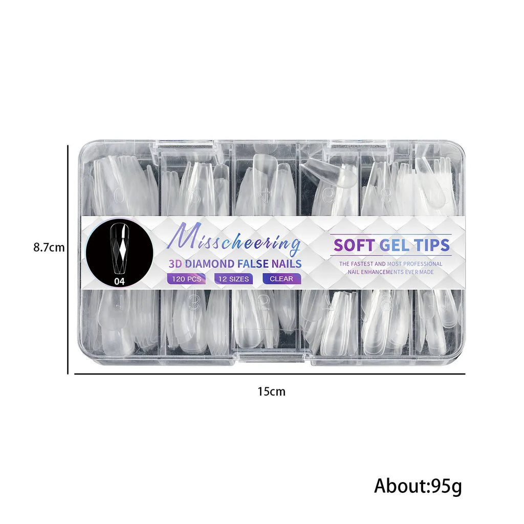 120/140/240pcs Square Almond Coffin Nail Extension Tips Natural Clear Full Cover Nails Dual Form Diamond Soft Gel Nail Tips