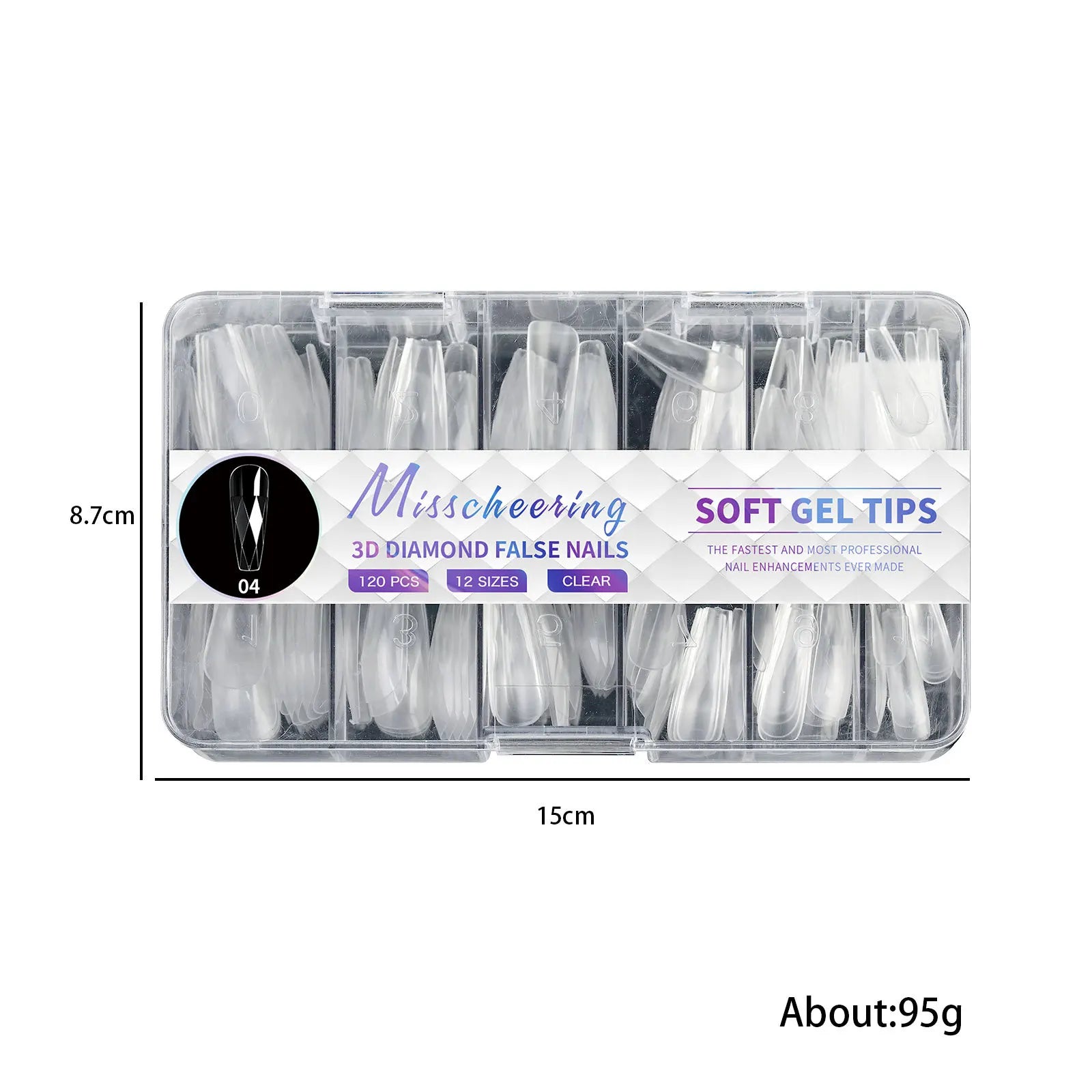 120/140/240pcs Square Almond Coffin Nail Extension Tips Natural Clear Full Cover Nails Dual Form Diamond Soft Gel Nail Tips