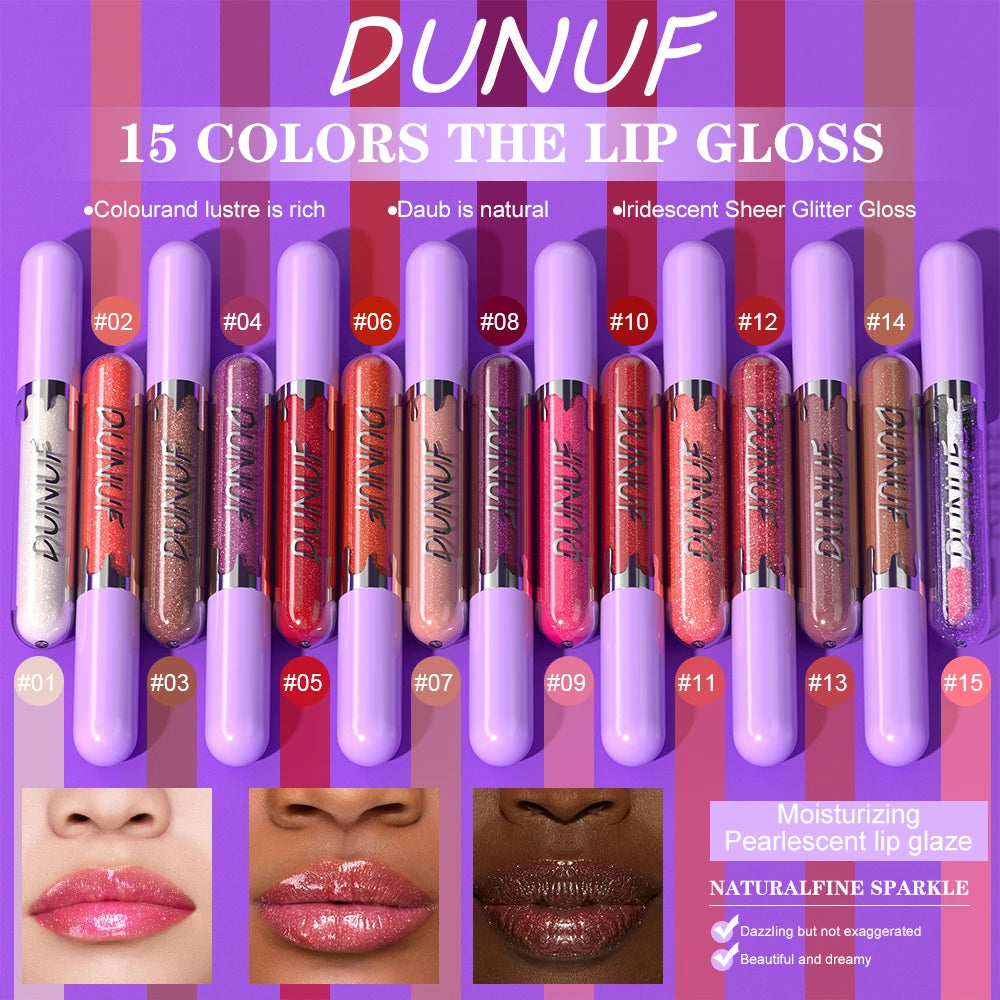 DUNUF 5 Sets Pearl Lip Gloss Moisturizing Lip Gloss Easy Color Lipstick