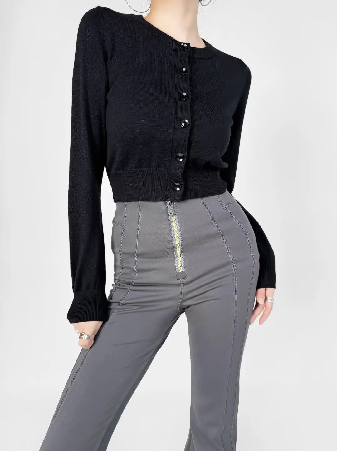 Retro Button Through Pointelle Knit Cardigan