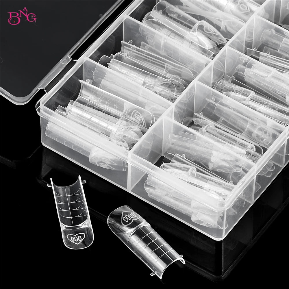 BNG 150Pcs Smart French Line Dual Form 15 Sizes Space Nail Form For Builder Gel Soft Cuticle Area Molds For Manicure