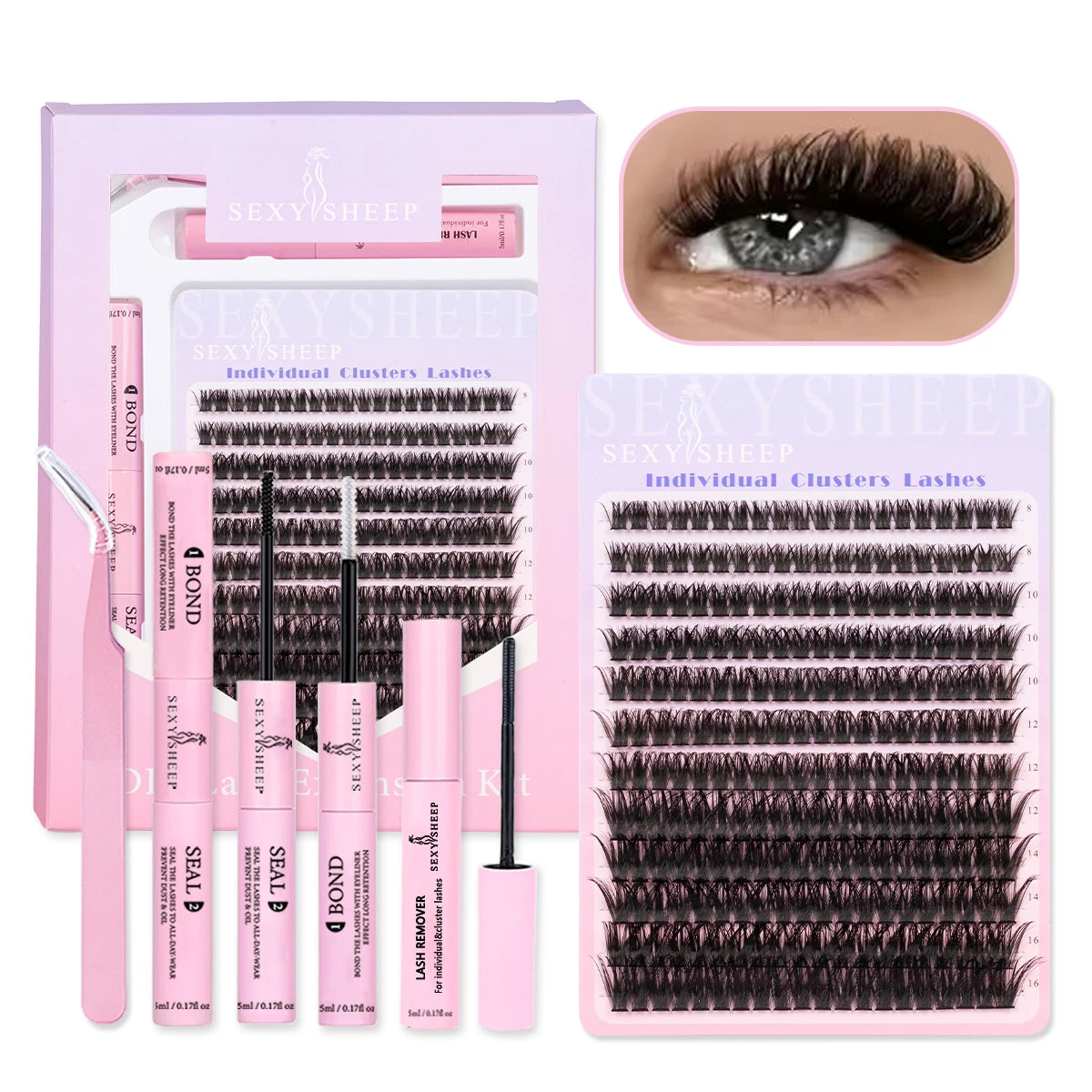 DIY Lash Extension Kit 8-16mm Mix Mink Soft Individual Lashes Cluster Natural Eyelash Extensions With Bond And Seal Makeup