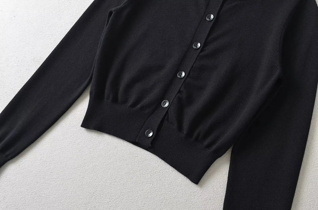 Retro Button Through Pointelle Knit Cardigan