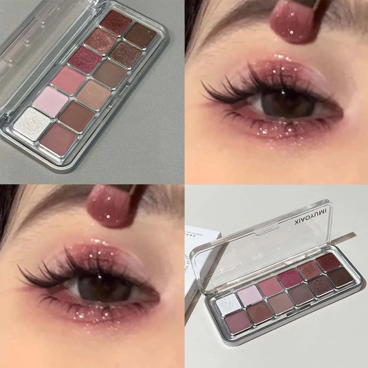 Eye Contour Makeup 12color Eyeshadow Palette Soft Matte Grey Pink Eyeshadow High Pigment Wine Red Brown Eye Shadow for Daily Use