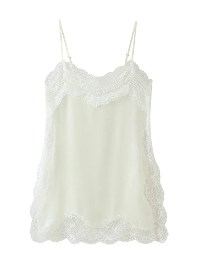 Lace Patchwork Satin Shorts