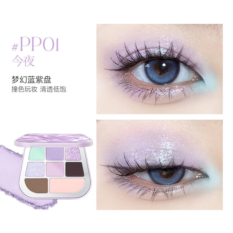 FOCALLURE 8 Colors Eyeshadow Palette Matte Satin Shimmer Glitter Fine Flash Waterproof Easy to Wear Longlasting Eye Makeup