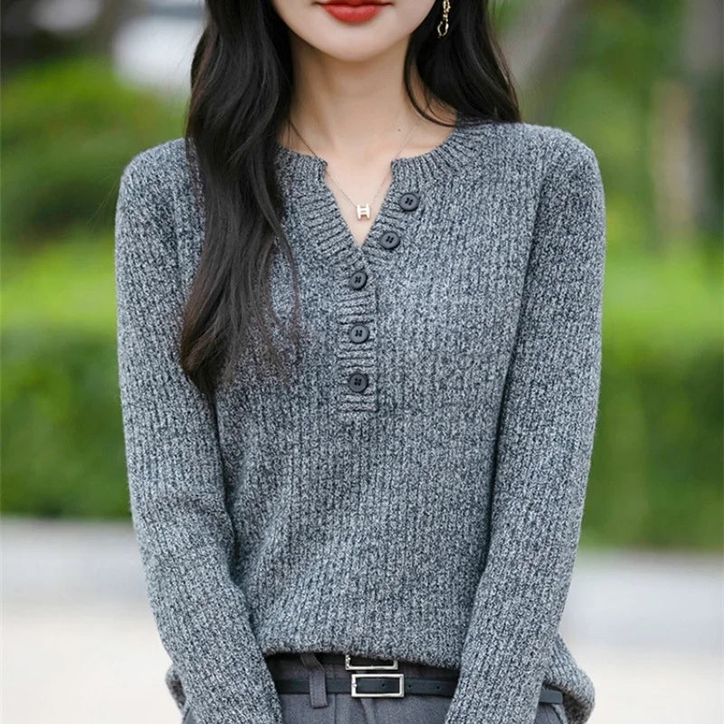 V Neck Knitted Base Sweater