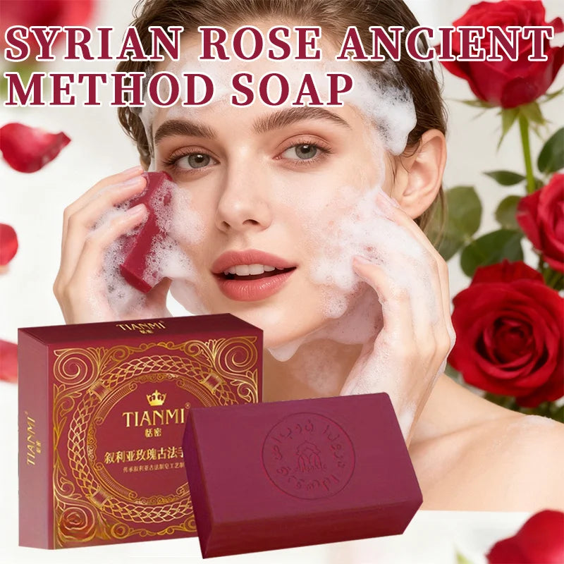 Syrian ancient soap rose essential oil gently cleanses the face, bathes the whole body, moisturizes and removes dead skin cells