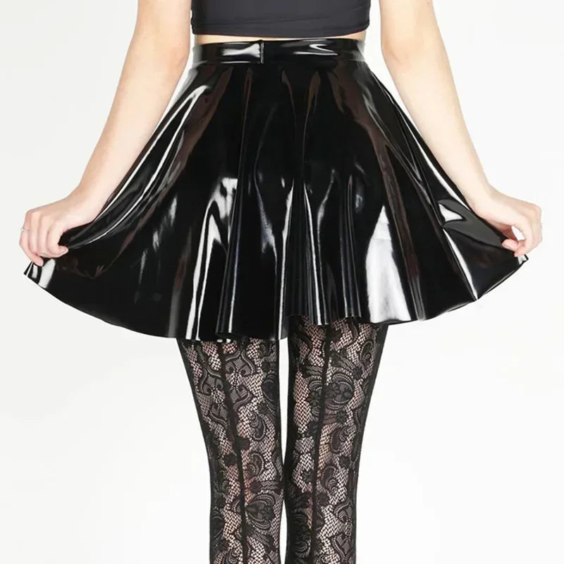 PU Leather Pleated Skirt