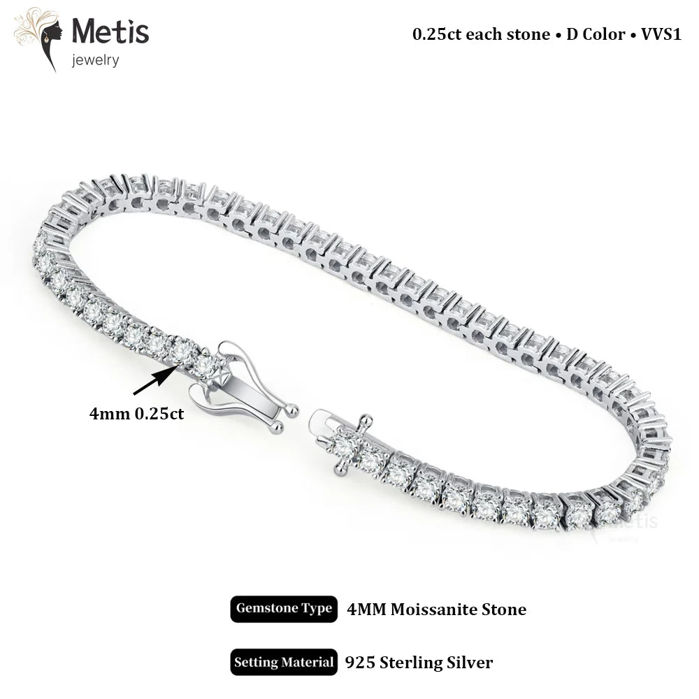 4mm Dainty Full Moissanite Tennis Bracelet