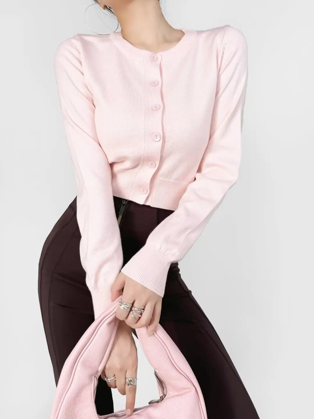 Retro Button Through Pointelle Knit Cardigan