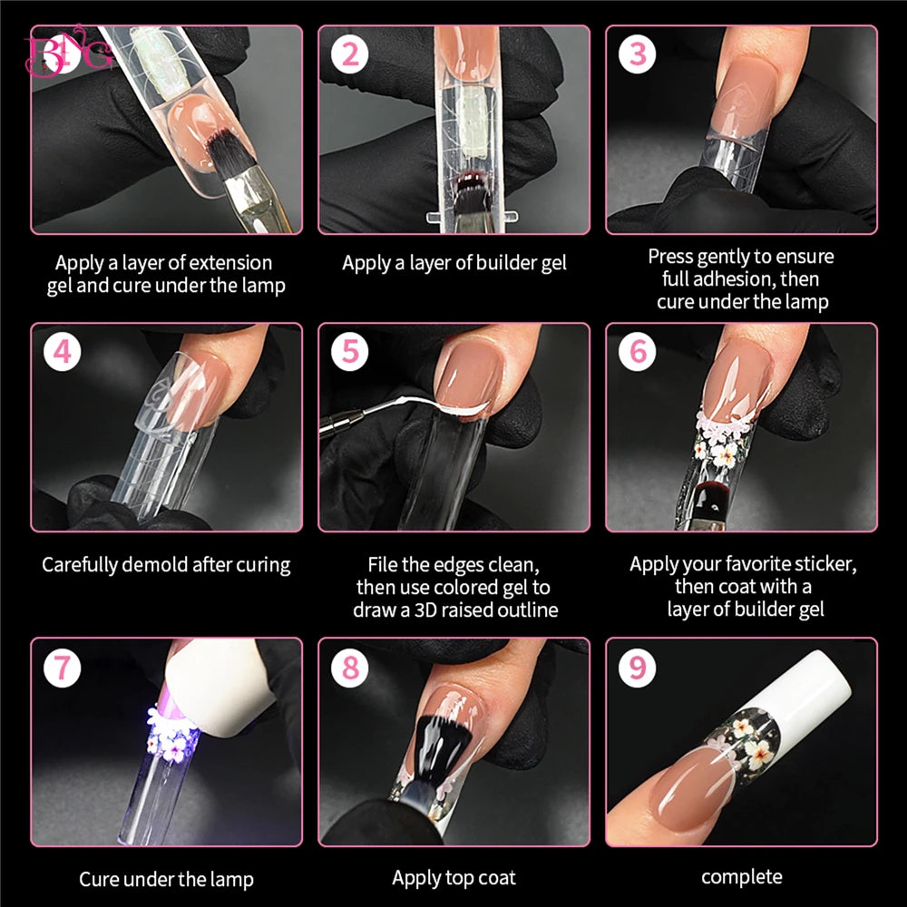 BNG 150Pcs Smart French Line Dual Form 15 Sizes Space Nail Form For Builder Gel Soft Cuticle Area Molds For Manicure