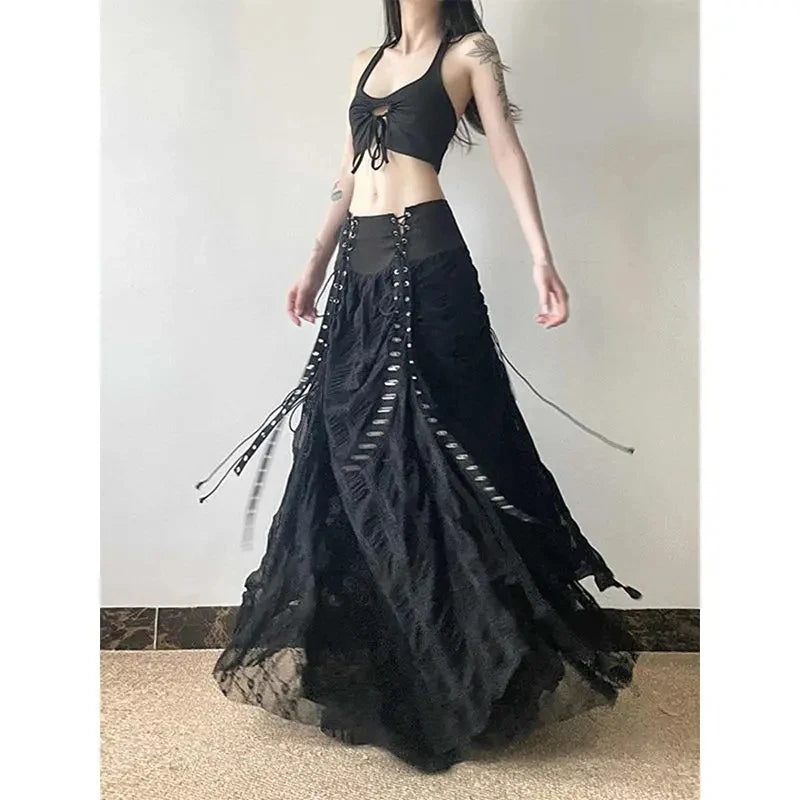 Lace Mesh Long Skirt