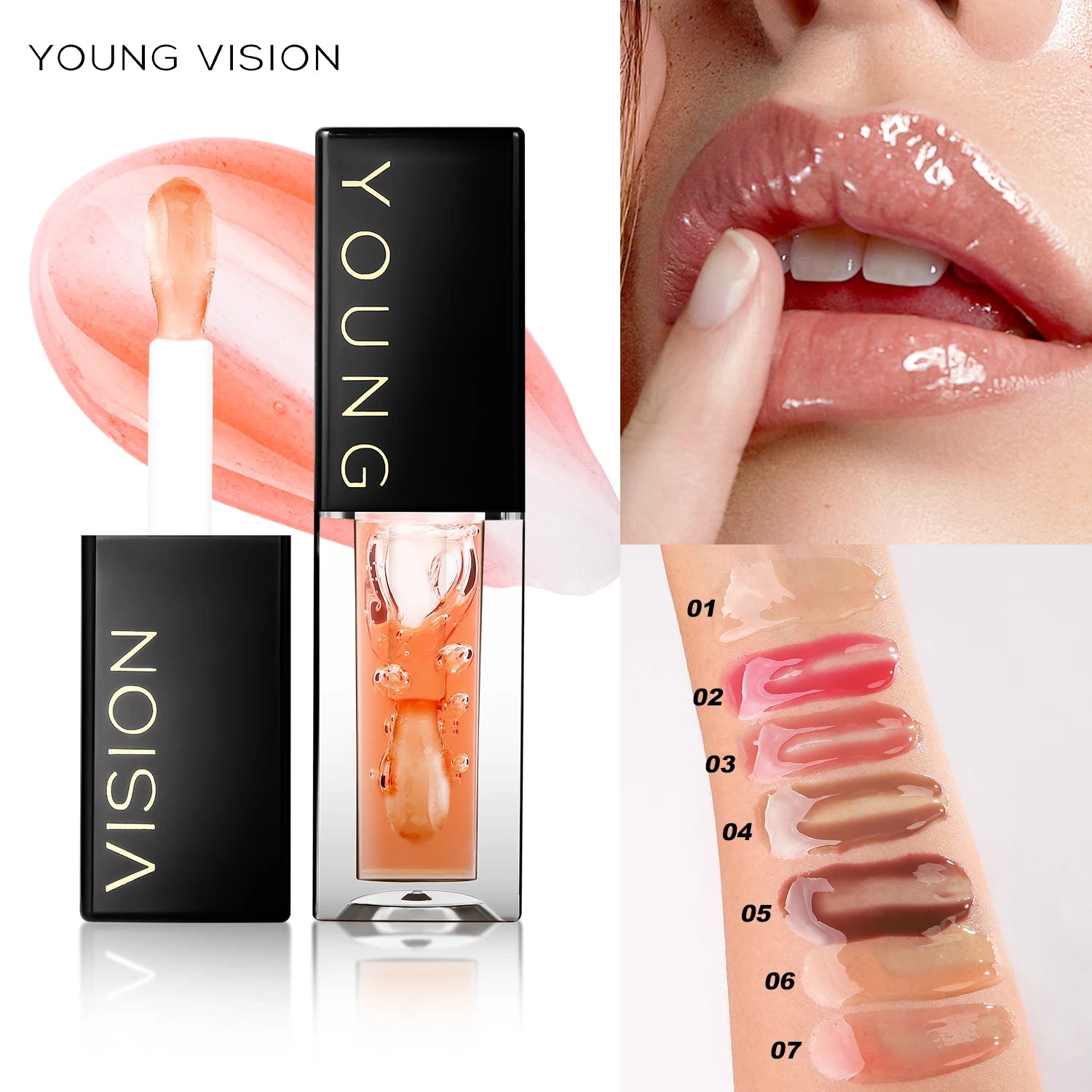 7 Color Moisturizing Lip Gloss Waterproof, Long-Lasting, Hydrating, Non-Transfer Liquid Lip Color Cosmetics