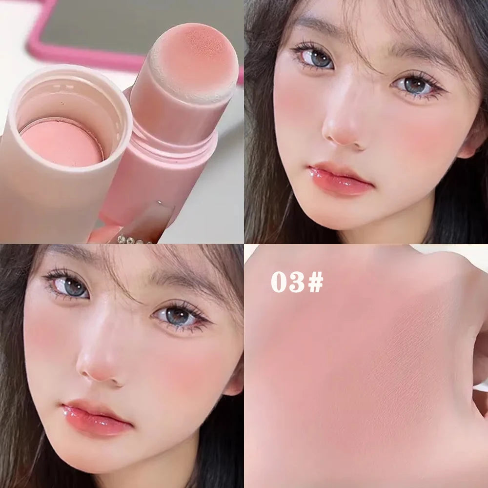 Waterproof, Matte Blush Stick, Soft Mist Effect, Long-lasting and Cute Natural Supernatural Monochrome Blush