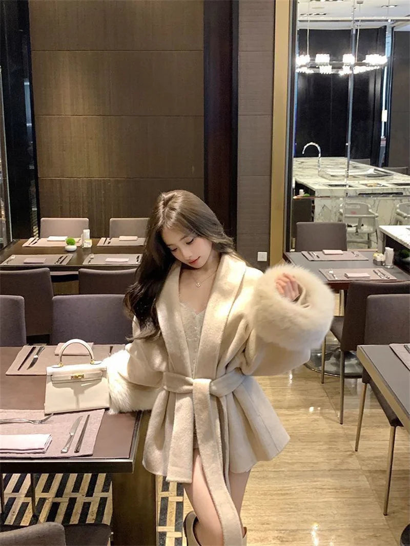 Thin Strap Woolen Jacket