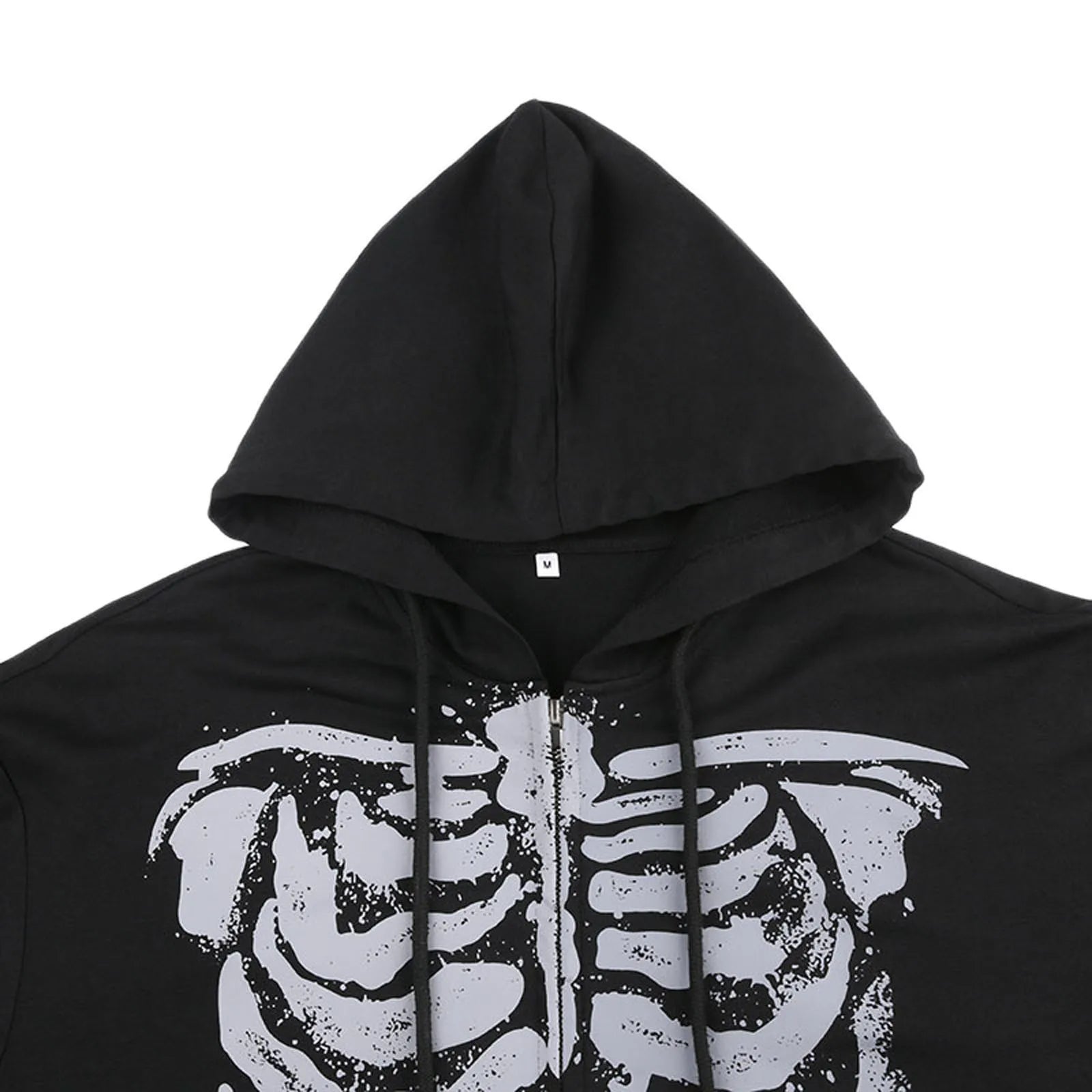 Casual Hooded Long Sleeve Skull Print Zipper Hoodie