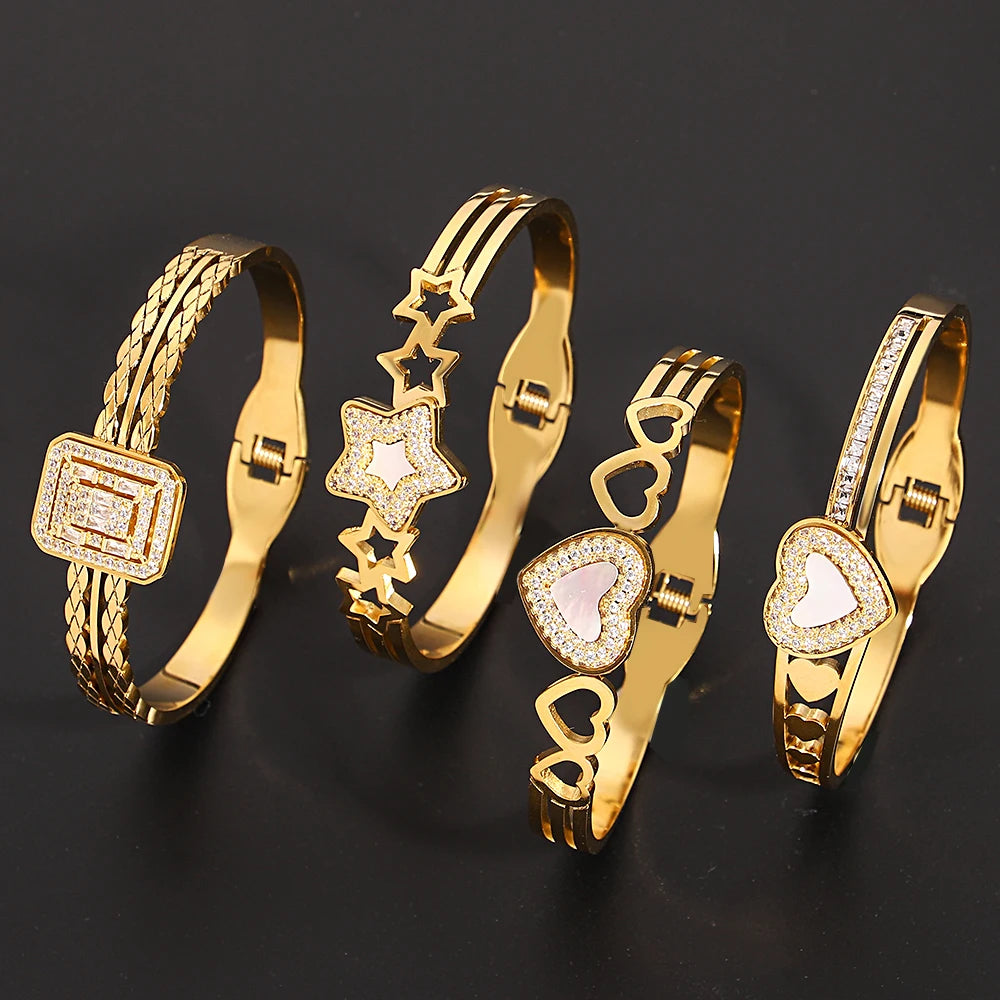 Rhinestones Bracelet with White Shell