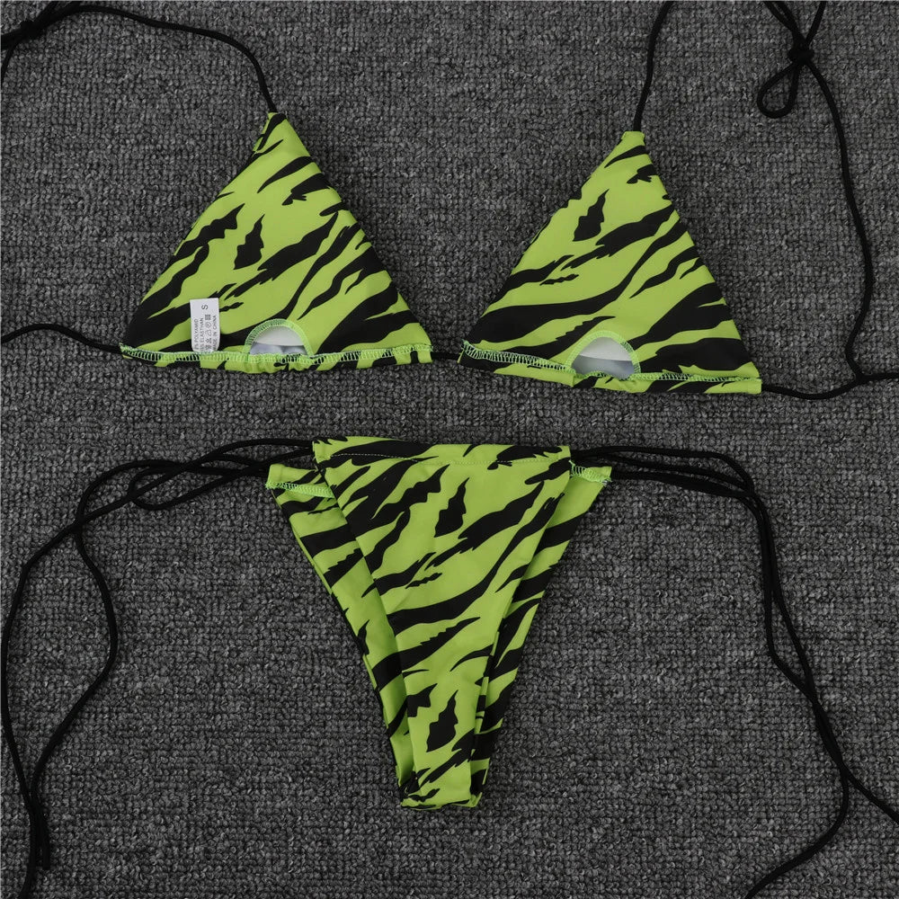 Tiger Triangle String Bikini