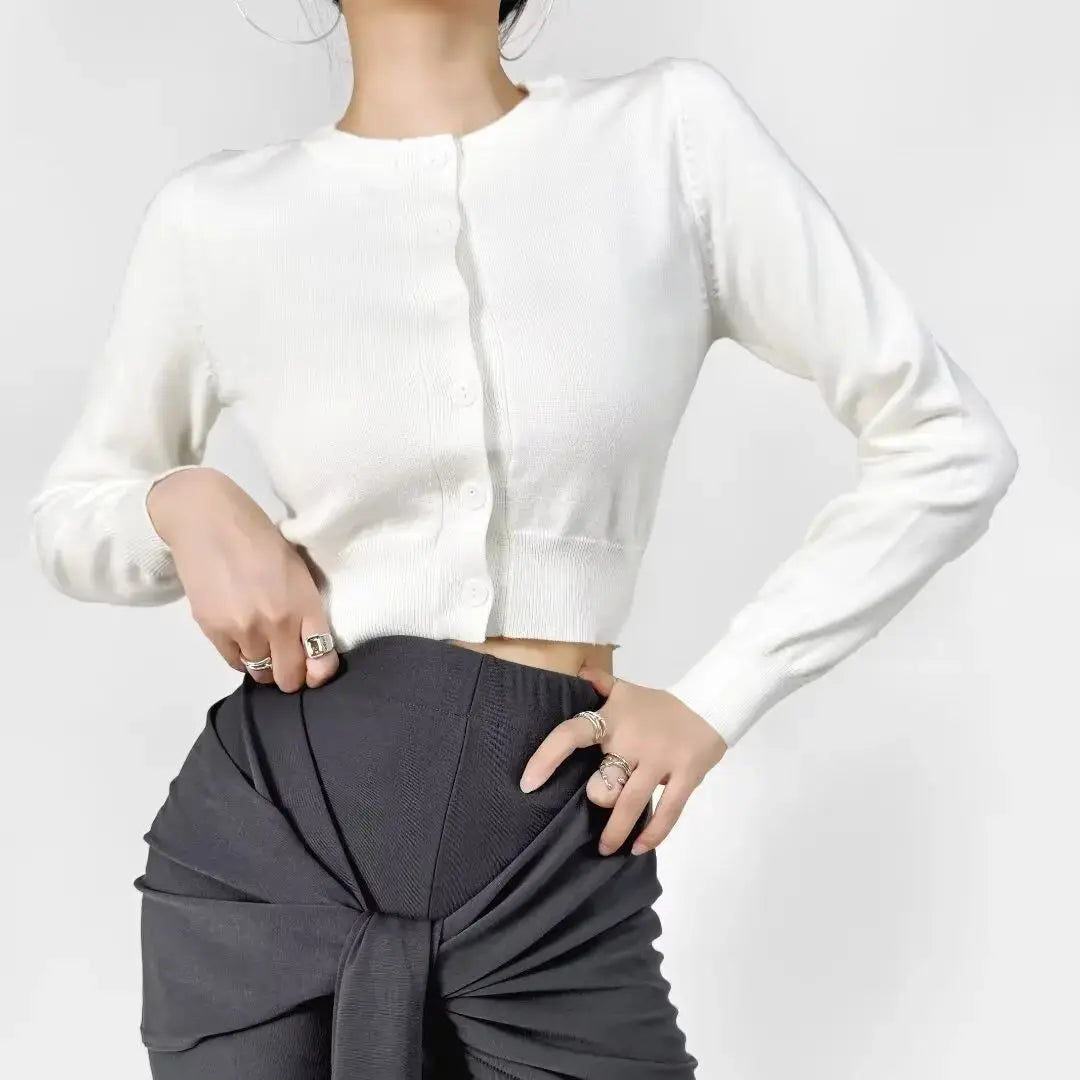 Retro Button Through Pointelle Knit Cardigan