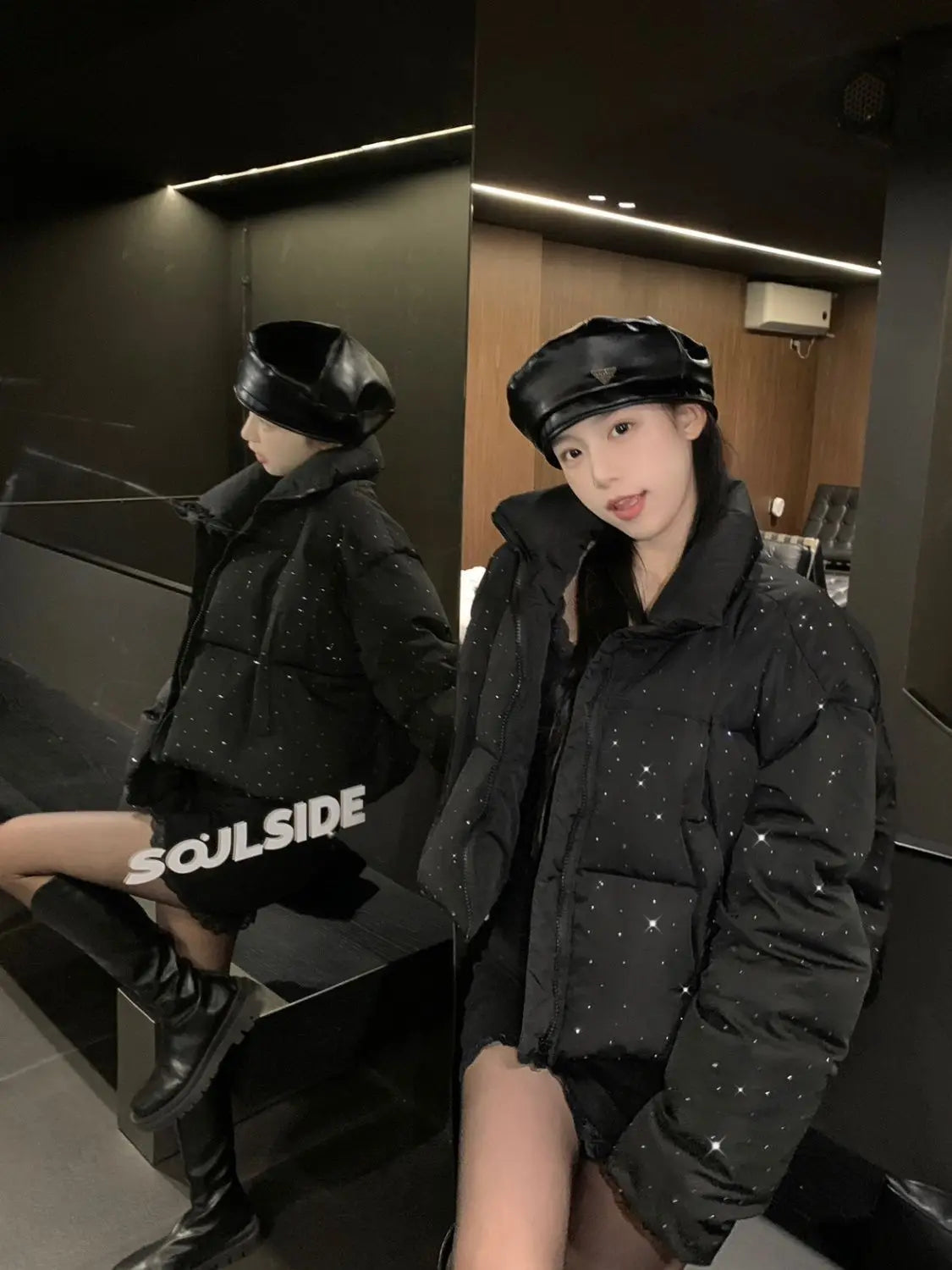 Women Autumn Winter Elegant Puffer Jacket Coats Chic Short Zipper Parkas Coat Korean Fashion Stand Collar Jacket Solid Outerwear