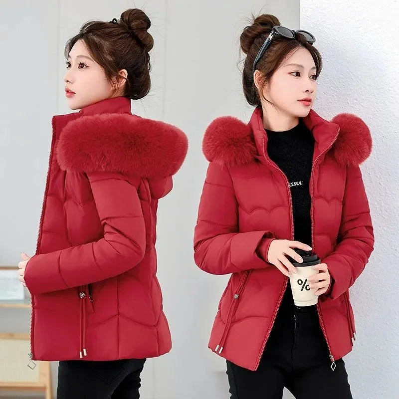 Winter Fur Collar Hooded Parka