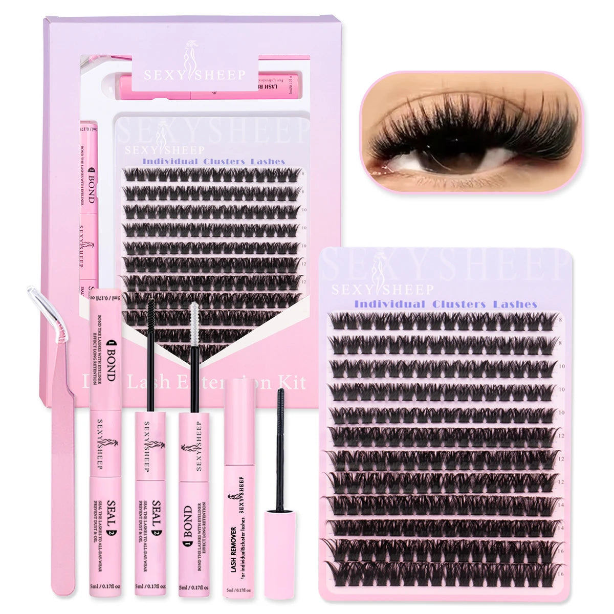 DIY Lash Extension Kit 8-16mm Mix Mink Soft Individual Lashes Cluster Natural Eyelash Extensions With Bond And Seal Makeup