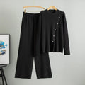 Muslim Knitted Pullover Sweater Wide Leg Pant Set