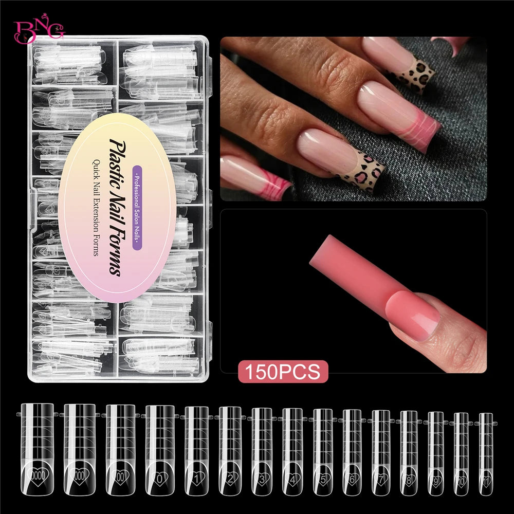 BNG 150Pcs Smart French Line Dual Form 15 Sizes Space Nail Form For Builder Gel Soft Cuticle Area Molds For Manicure