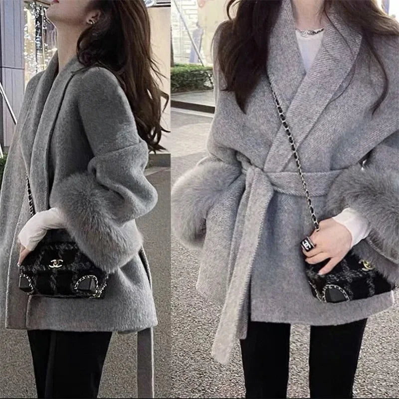 Thin Strap Woolen Jacket