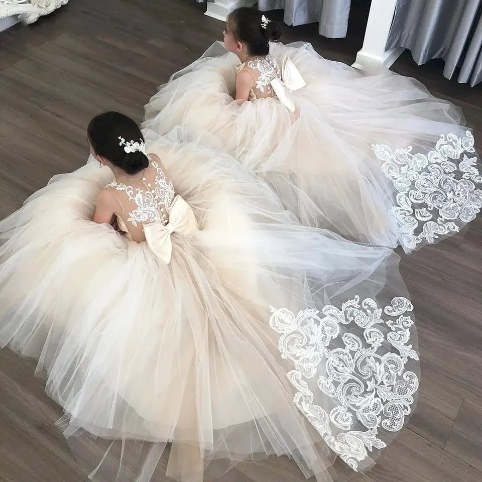 Flower Long Lace Princess Dress