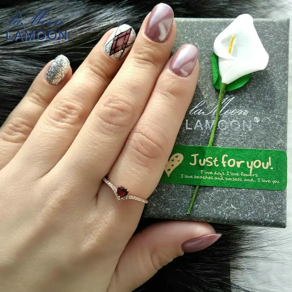 Natural Red Garnet Ring