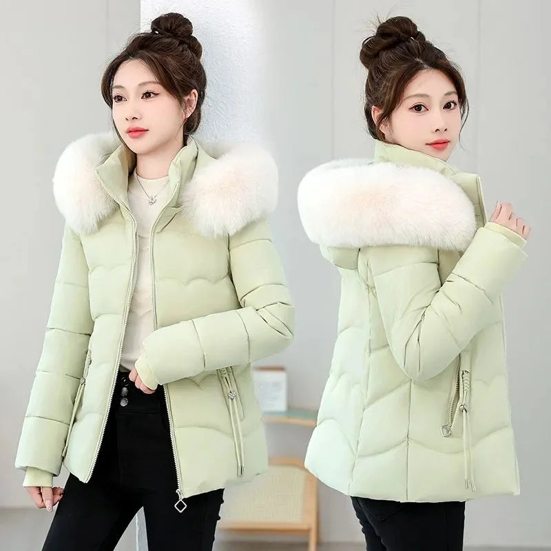 Winter Fur Collar Hooded Parka