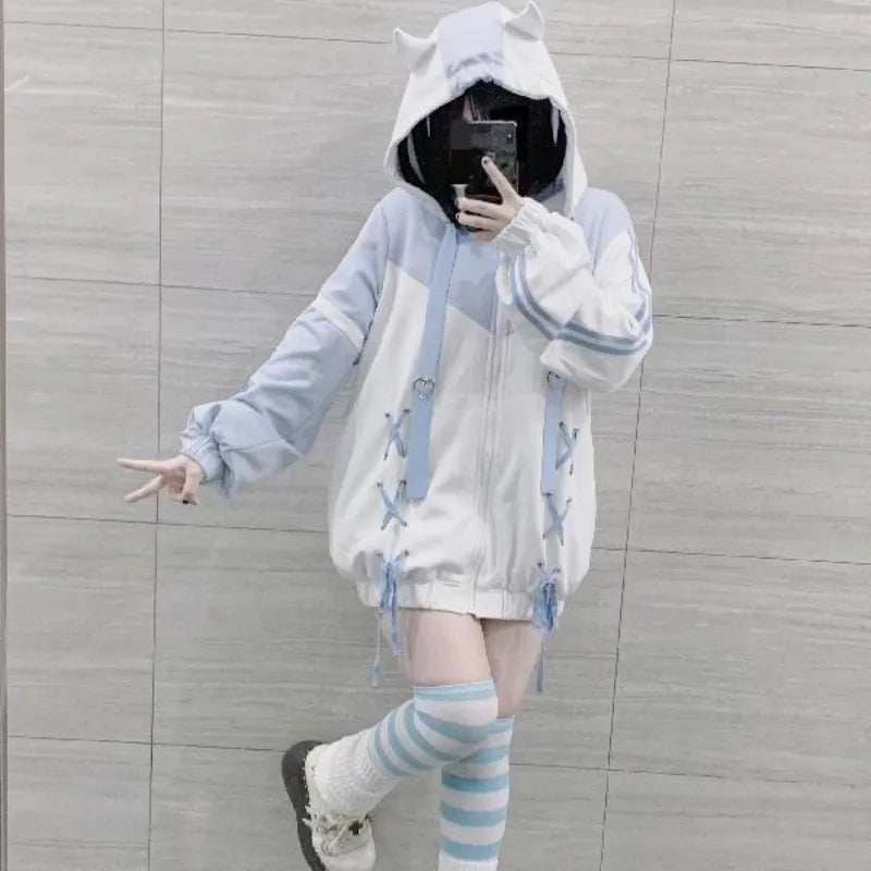 Japanese Kawaii Y2K Zip Up Hoodie
